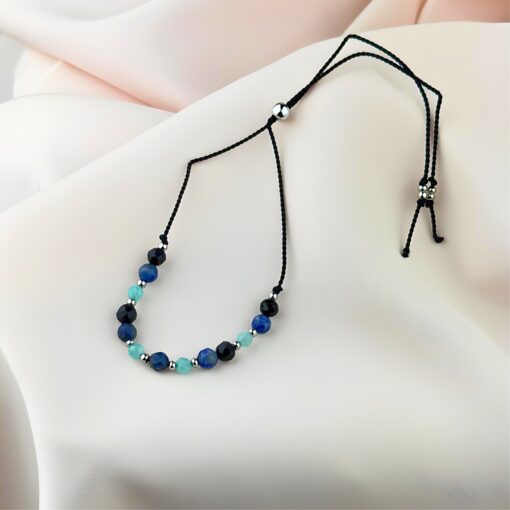 Alternative view of Bransoletka Znak Zodiaku Waga - amazonit, lapis lazuli, czarny turmalin