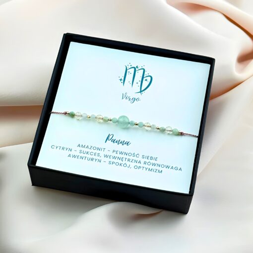 Bransoletka Znak Zodiaku Panna - cytryn, amazonit, awenturyn