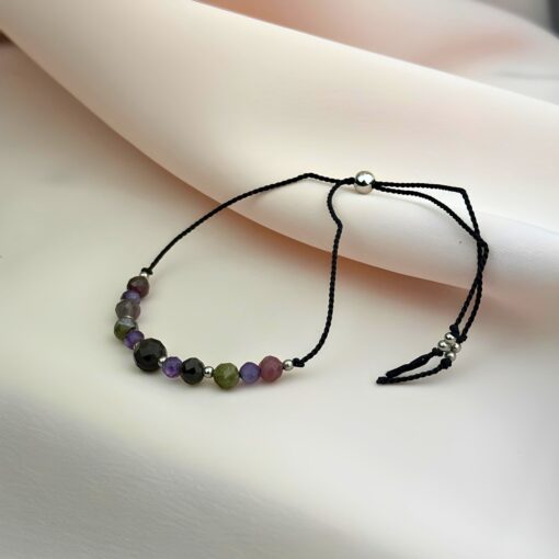 Alternative view of Bransoletka Znak Zodiaku Koziorożec - ametyst, turmalin, obsydian,