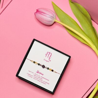 Bransoletka Znak Zodiaku Skorpion - ametyst, cytryn, turmalin