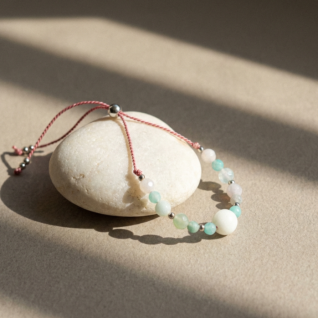 Bransoletka Znak Zodiaku Ryby - Amazonit, Morganit, Kamień księżycowy - obrazek 4