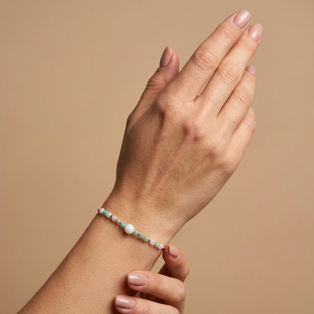 Bransoletka Znak Zodiaku Ryby - Amazonit, Morganit, Kamień księżycowy - obrazek 6