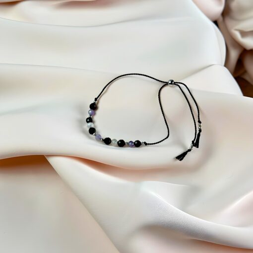 Alternative view of Bransoletka Podziękowanie dla Matki Chrzestnej - ametyst, czarny turmalin, kryształ górski