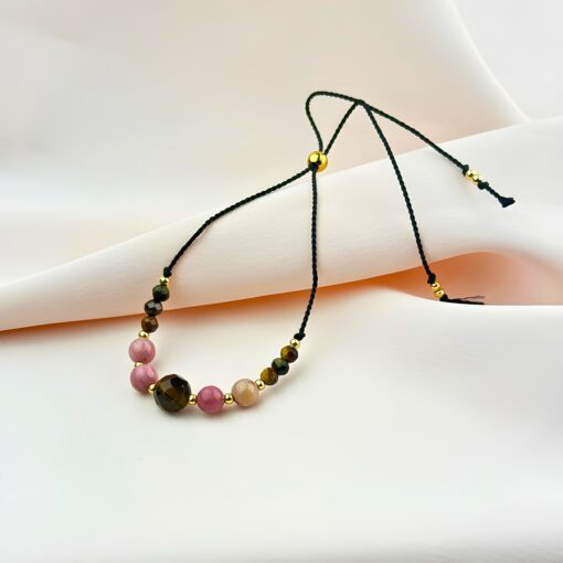 Alternative view of Bransoletka na Baby Shower - rodonit, tygrysie oko