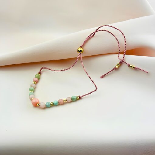 Alternative view of Bransoletka 'Czy zostaniesz moją Matką Chrzestną?' - amazonit, koral, opal