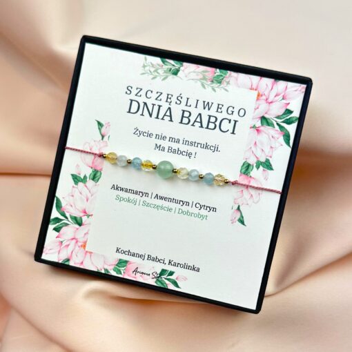 Bransoletka dla Babci - akwamaryn, awenturyn, cytryn