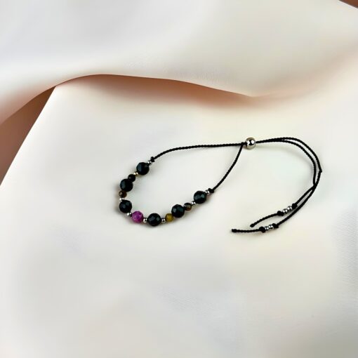 Alternative view of Bransoletka dla Babci - czarny turmalin, tygrysie oko, rubin