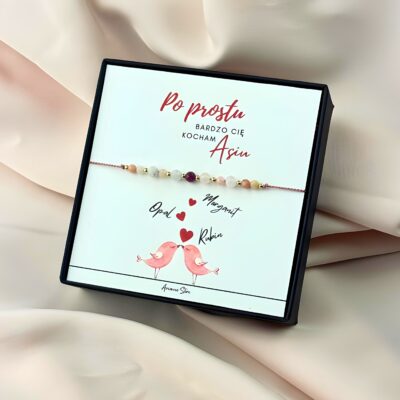 Bransoletka na Walentynki - morganit, opal, rubin