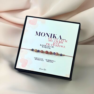 Bransoletka na Walentynki - ametyst, rodonit