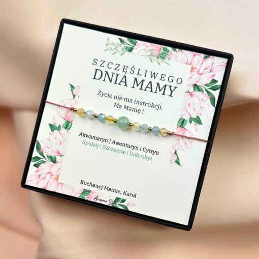 Bransoletka dla Mamy - akwamaryn, awenturyn, cytryn