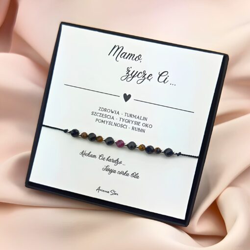 Bransoletka dla Mamy z czarnym turmalinem