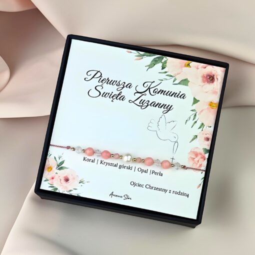 Bransoletka na Pierwszą Komunię Świętą z Perłą