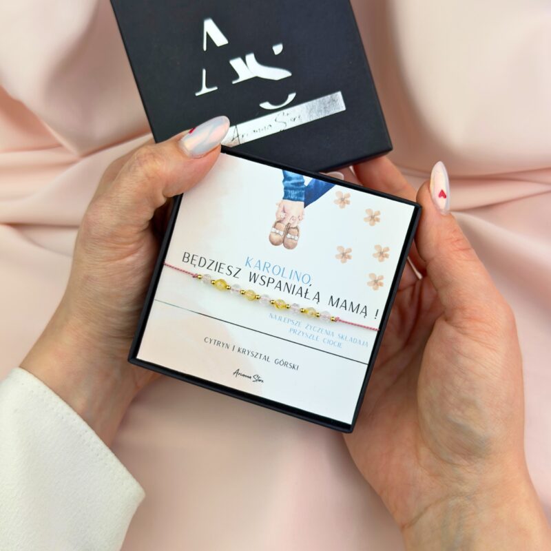 Alternative view of Prezent na Baby Shower – Bransoletka: Cytryn, Kryształ Górski – „Będziesz wspaniałą Mamą!”