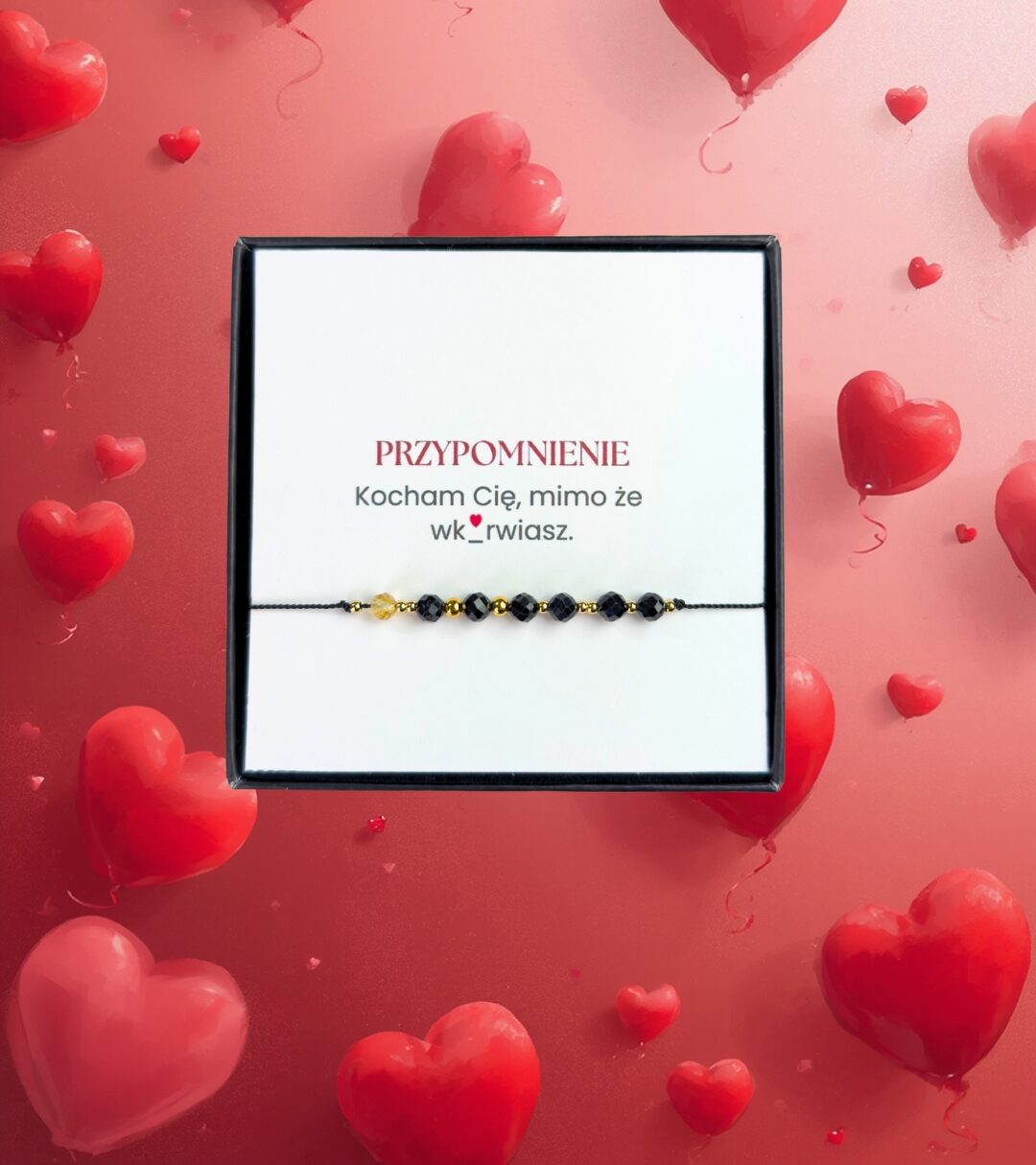 Bransoletka Turmalin i Cytryn – "Kocham Cię, mimo że wkurwiasz" | Prezent Walentynkowy