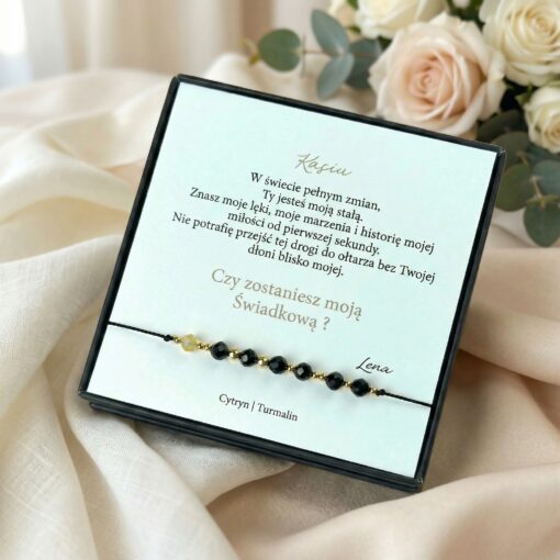 Bransoletka z zapytaniem Czy zostaniesz moją Świadkową w ozdobnym pudełku